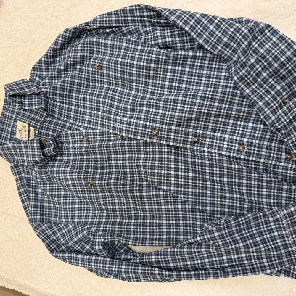 Casual Navy Plaid Button-Down Shirt